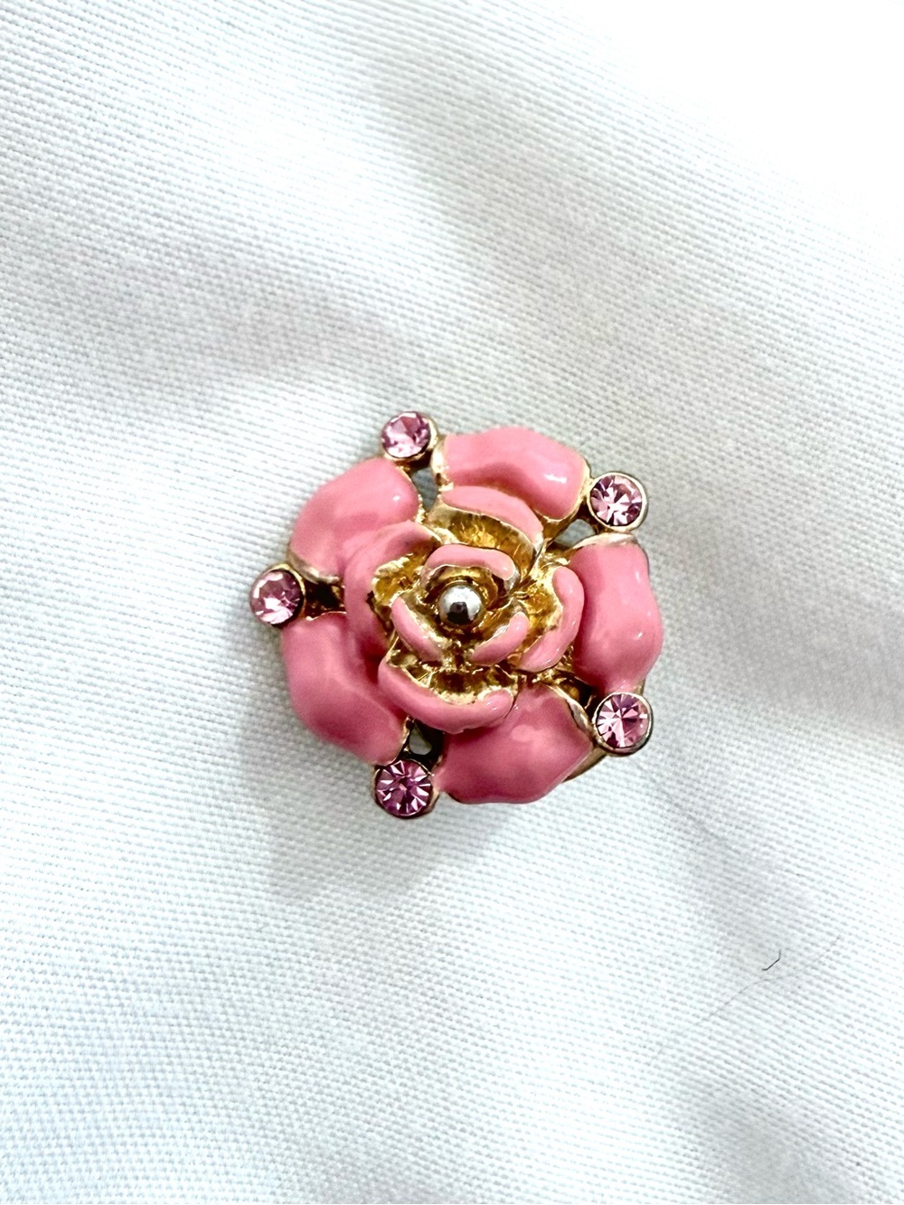 Pink Rose Crystal Flower Brooch - Women Jewelry